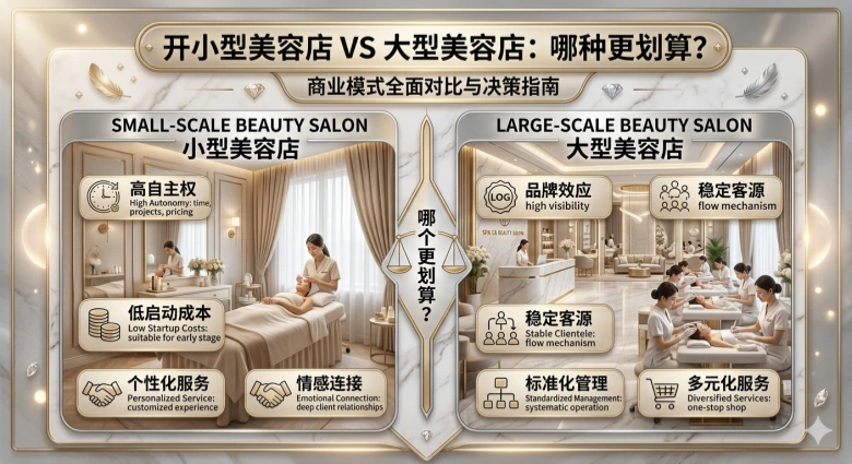 开小型美容店和大型美容店哪个更划算？